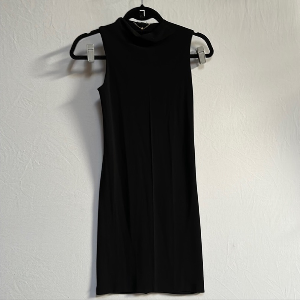 THE ROW black slinky mock neck dress - xs